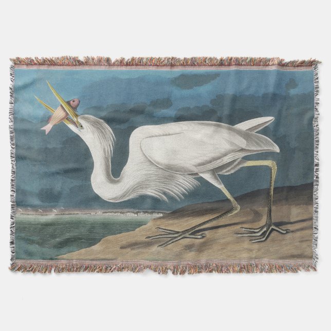 Underbar White Heron Audubon Bird Wildlife Paintin Filt (Framsidan)