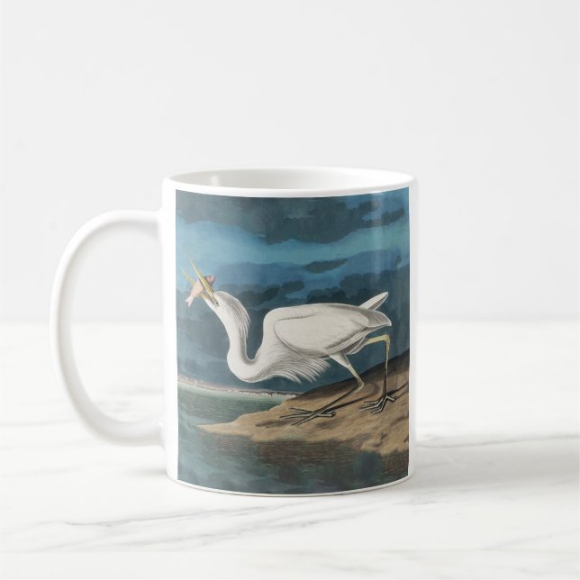 Underbar White Heron Audubon Bird Wildlife Paintin Kaffemugg (Vänster)