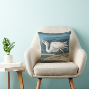 Underbar White Heron Audubon Bird Wildlife Paintin Kudde