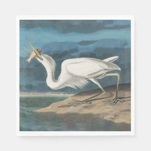 Underbar White Heron Audubon Bird Wildlife Paintin Pappersservett