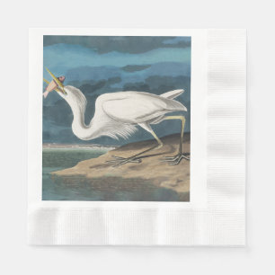 Underbar White Heron Audubon Bird Wildlife Paintin Pappersservett