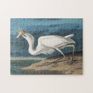 Underbar White Heron Audubon Bird Wildlife Paintin Pussel