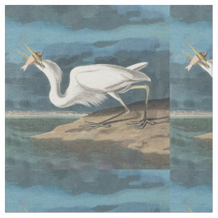 Underbar White Heron Audubon Bird Wildlife Paintin Tyg