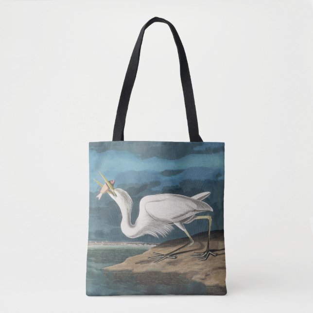 Underbar White Heron Audubon Bird Wildlife Paintin Tygkasse (Framsida)