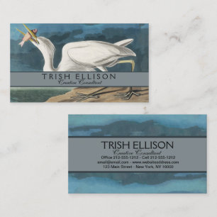 Underbar White Heron Audubon Bird Wildlife Paintin Visitkort