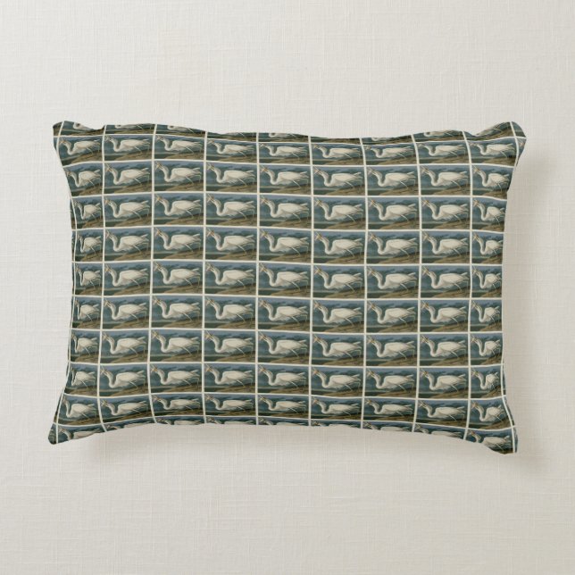 Underbar White Heron, från Audubon's Birds of Amer Prydnadskudde (Baksidan)