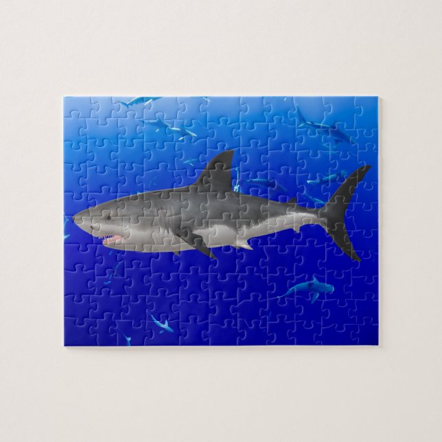 Underbar White Shark Jigszle Puzzle Pussel (Horisontell)