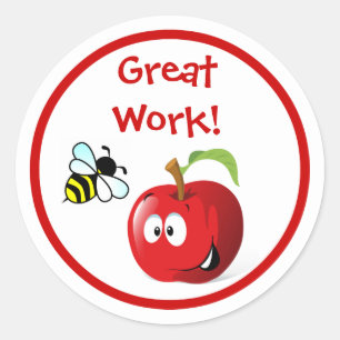 Underbar Work eller Job Teacher Student School Bee Runt Klistermärke