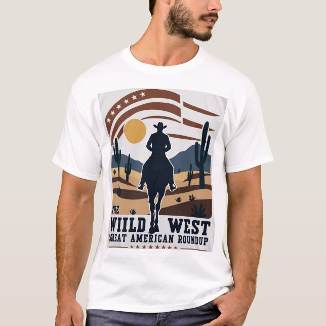 Underbara amerikanska Väster Roundup Roundup T Shirt (Framsida)