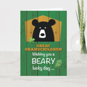 Underbara barnbarn Bear+Shamrock på St. Patrick's Kort