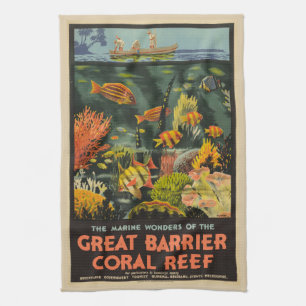 Underbara barriärrevet Poster Australien Kökshandduk