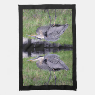 Underbara Blå Herons territorium Kökshandduk