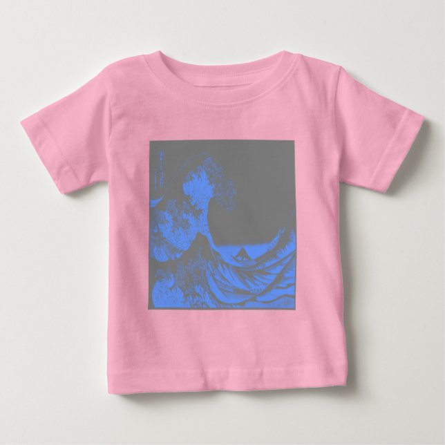 Underbara bläddringsblått och Grått Tee Shirt (Framsida)