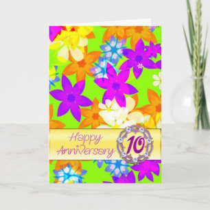 Underbara blommor 10-årsjubileum för ett par kort