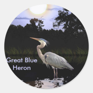 UNDERBARA BLUE HERON-fästen Runt Klistermärke