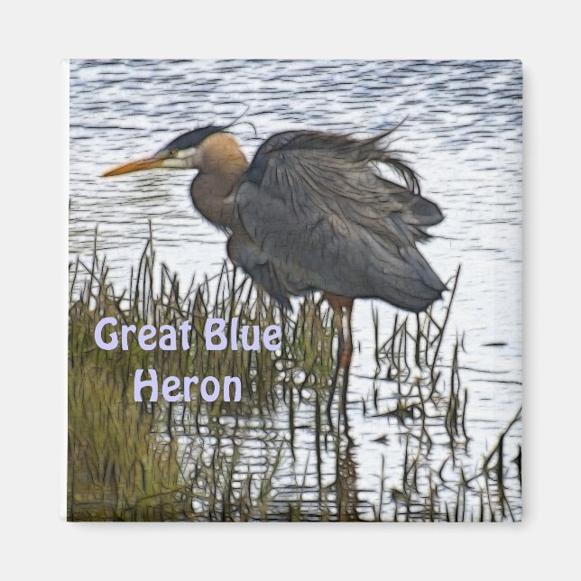 UNDERBARA BLUE HERON Magnet-gåvor Magnet (Framsidan)