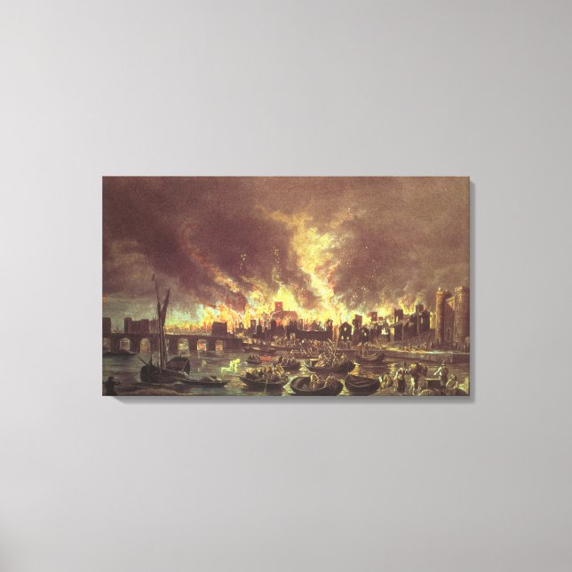 Underbara branden i London, 1666 Canvastryck (Framsida)