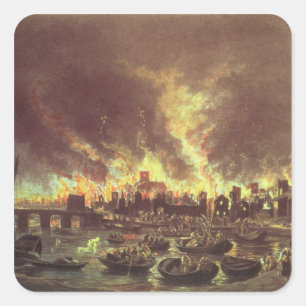 Underbara branden i London, 1666 Fyrkantigt Klistermärke