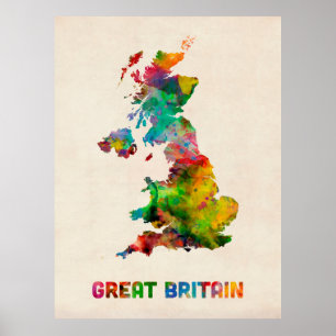 Underbara brittiska vattenfärgen Karta Poster