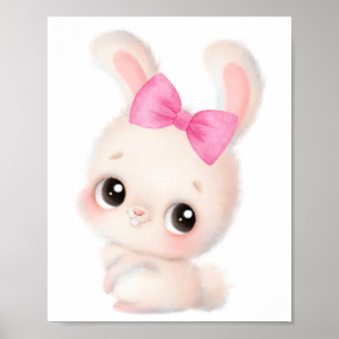 Underbara Bunny med Rosa Bow Wall Art Poster