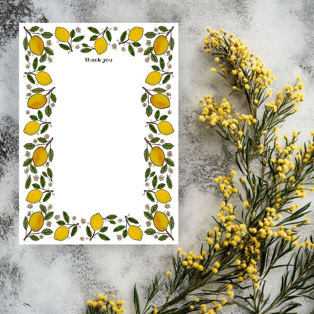 Underbara Citroner SPECIALTILLVERKAT Sommar BRÖLLO Tack Kort (Lovely Lemons CUSTOM Summer BRIDAL SHOWER Thank You Card
)