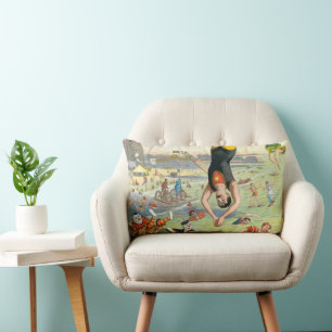 Underbara Coney Island Vatten Carnival Lumbarkudde