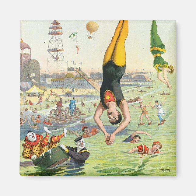 Underbara Coney Island Vatten Carnival Magnet (Framsidan)