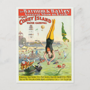 Underbara Coney Island Vatten Carnival Vykort