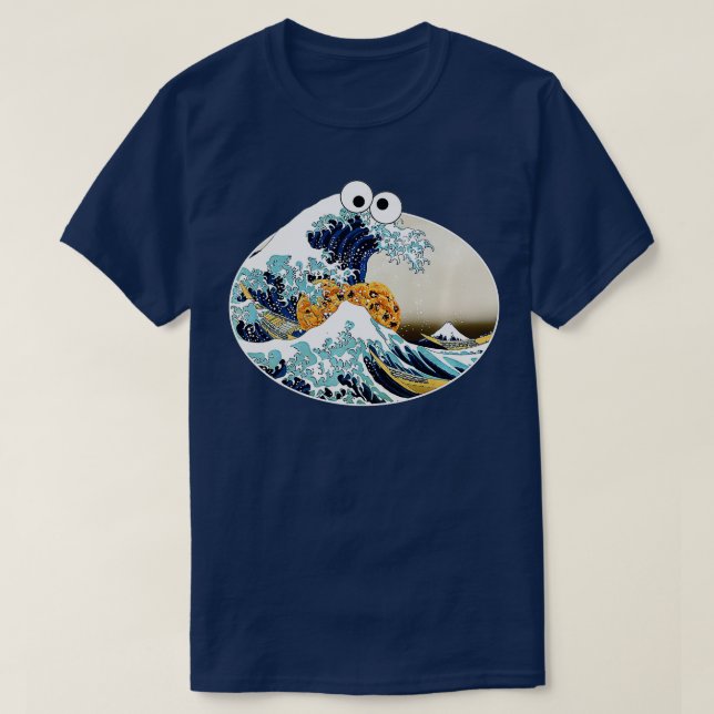 underbara Cookie Eating Wave off Kanagawa Googly E T Shirt (Design framsida)