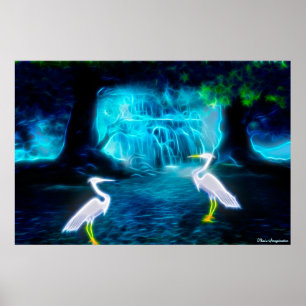 Underbara Egret Falls Poster