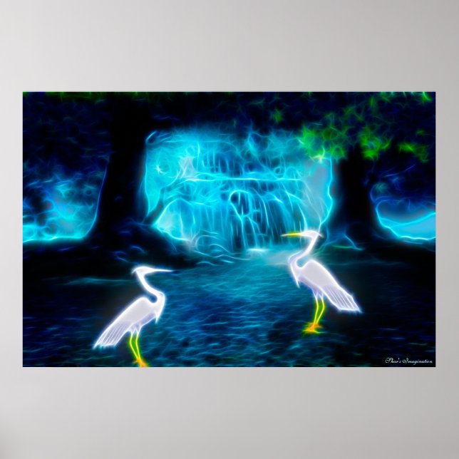 Underbara Egret Falls Poster (Framsidan)