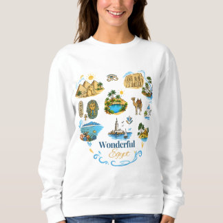 "Underbara Egypten" Illustrerad Reskollage T Shirt