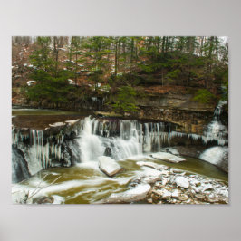 Underbara fall av Tinker Bäck i Winter, Ohio Poster
