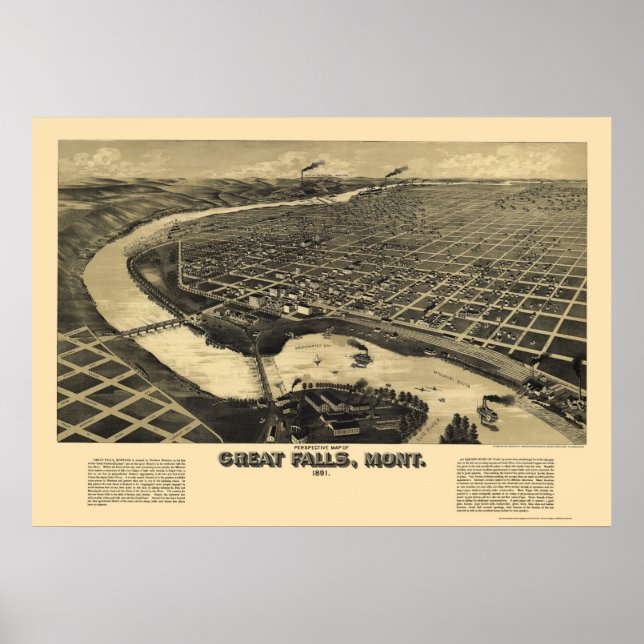 Underbara fallskärmar, MT Panoramic Karta - 1891 Poster (Framsidan)