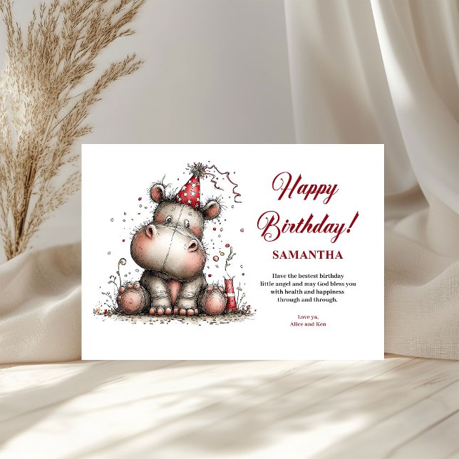 Underbara fantasifulla djur födelsedag gratulation (Lovely whimsical animals birthday art kids greeting card

)