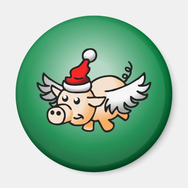 Underbara flygande julgris magnet (Framsidan)