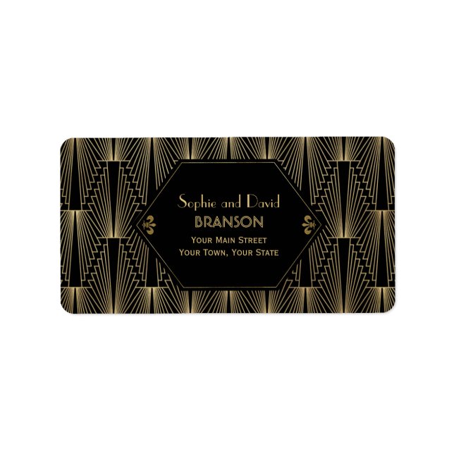 Underbara Gatsby 1920-talet Art Deco Bröllop Adressetikett (Framsidan)