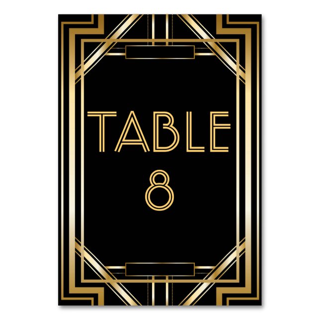 Underbara Gatsby Art Deco-Bordsnummer Bordsnummer (Framsidan)