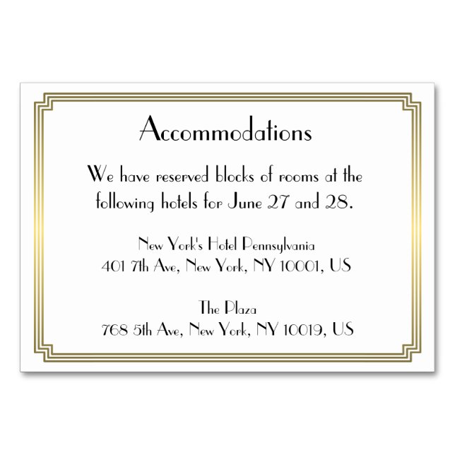 Underbara Gatsby Art Deco Guld Bröllop-inkvarterin Bordsnummer (Framsidan)