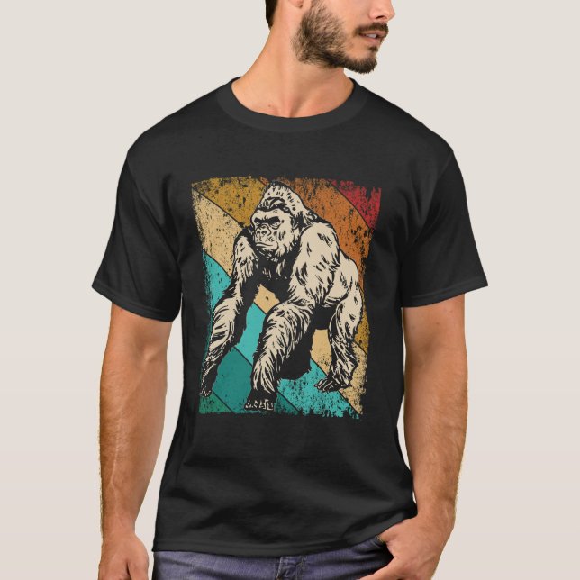 Underbara Gorilla Retro Silhouette Underbara apes T Shirt (Framsida)