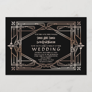 Underbara Guld-gatsby Art Deco 20:e Bröllop Inbjudningar