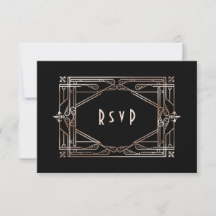 Underbara Guld-gatsby Art Deco 20:e Bröllop OSA Kort