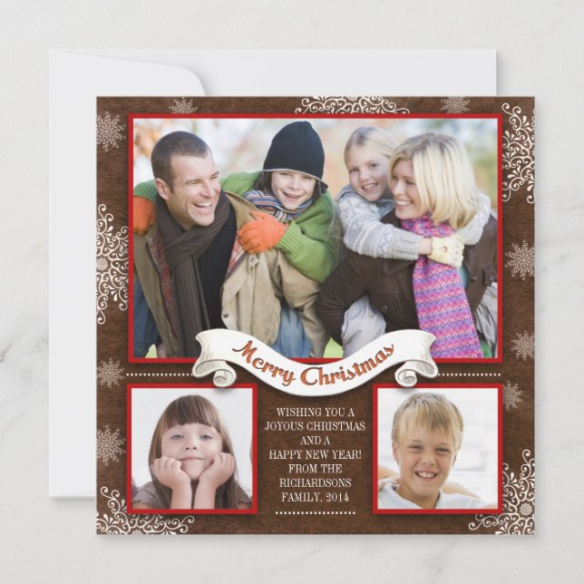 Underbara hälsning-fotokort för vintertid helgdaga julkort (Framsida)