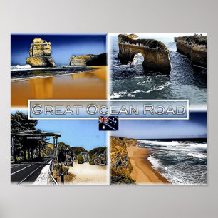 Underbara havsvägen - Australien - Mosaic - Poster