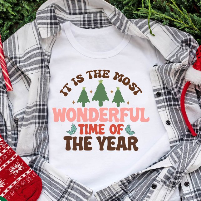 Underbara Helgdagar för Retro Groovy-julen T Shirt (Wonderful Time Retro Groovy Christmas Holidays T-Shirt)