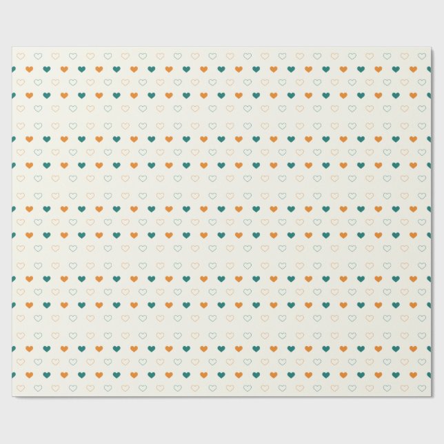 Underbara hjärtan / grön apelsincreme presentpapper (Platt)
