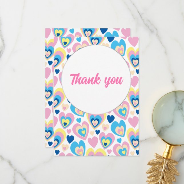 Underbara hjärtan. Platt tackkort Tack Kort (Fram/Back In Situ)