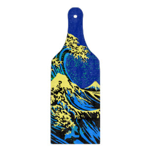 Underbara Hokusai-vågen i Blue Pop Art Stil