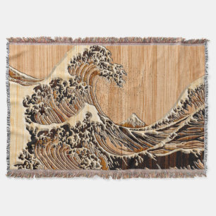 Underbara Hokusai Wave Bamboo Wood Stil-dekoration Filt