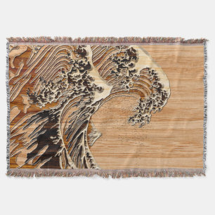 Underbara Hokusai Wave Bamboo Wood Stil-dekoration Mysfilt